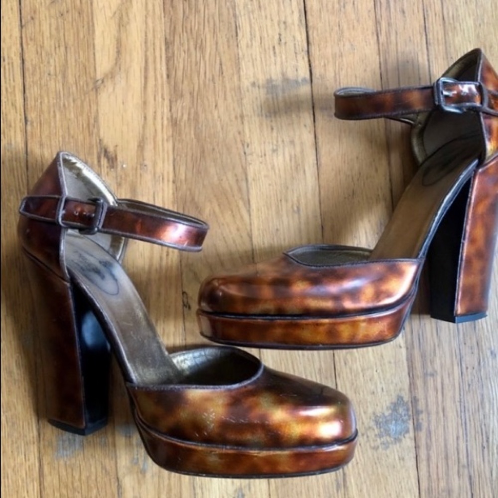 Prada Tortoise Patent Platform Pumps